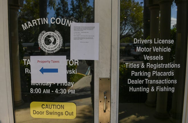 Customers of the Martin County Tax Collector's Office found the door locked and a letter posted about network issues when they visited the operations main office Monday, Nov. 1, 2021, at Willoughby Commons in Stuart, leaving them to unable to do motor vehicle-related transactions.