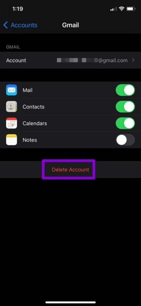 Delete Gmail from i Phone