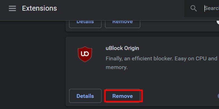 Remove ublock origin