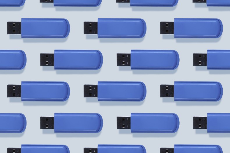 collage of blue USB sticks