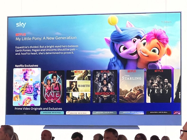 You can wake up the TV with your voice, and watch all the usual Sky Q content – including live TV