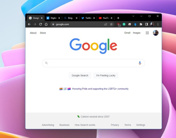 Google Chrome open with several tabs.